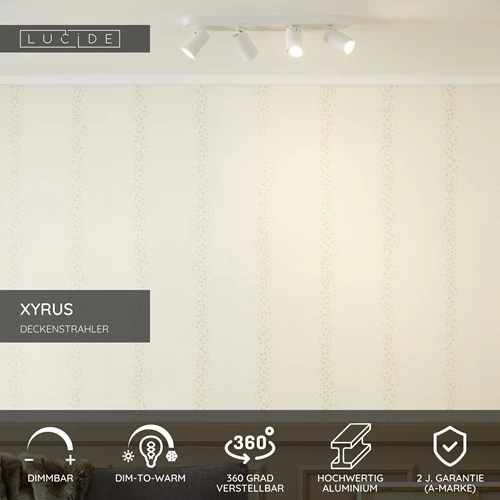 Lucide XYRUS - Deckenstrahler - LED Dim to warm - GU10 - 4x5W 2200K/3000K - Weiß - USP